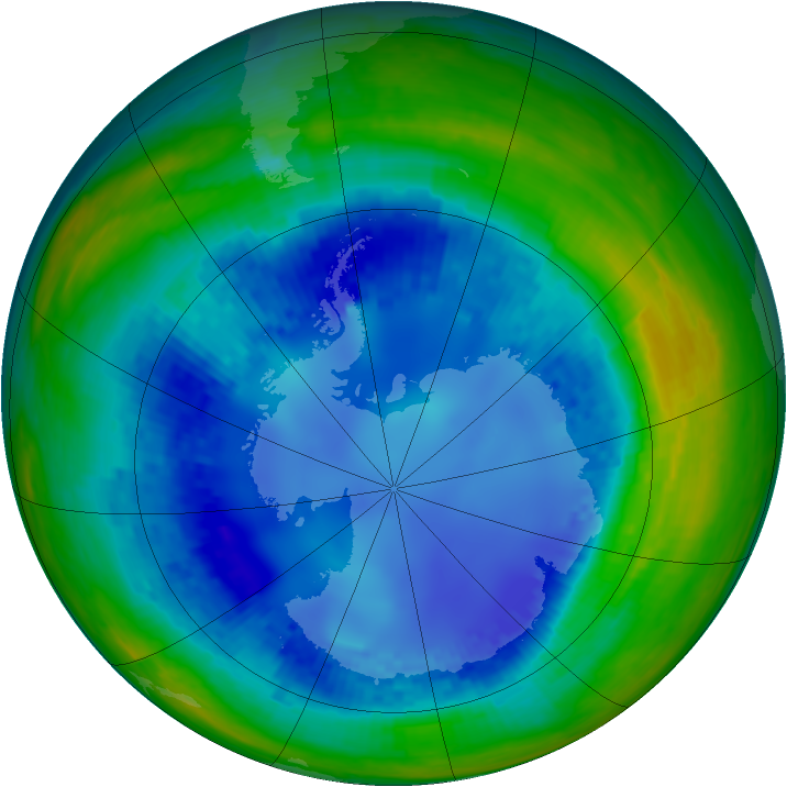 Antarctic ozone map for 16 August 2003
